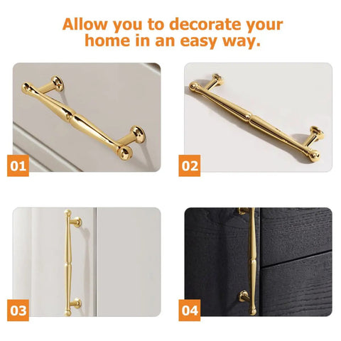 Gold Cabinet Pull Handle 192mm Center Zinc Alloy Drawer Pull for Cabinets Dressers Wardrobes and Kitchen Doors Modern Easy Grip