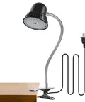 Clamp Light With 3000 Lumen Bright White 6500K Task Lamp Pro Grade Heavy Duty Metal Clamp Base For Shop Garage Woodworking Crafting And Sewing Versatile Work Lighting With 98 Inch Cord attached to wooden table.