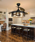 42 Inch Caged Ceiling Fan With Remote Control And Lights Dope Farmhouse Flush Mount Low Profile Ceiling Fan in kitchen