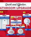 Various Magic brand bathroom upgrade products including safety treads, shower hook, splash guard kit, soap dish, and tub stopper