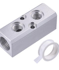 Two Way Four Port Pneumatic Manifold Air Distribution Block With G1/2 Inlet And G1/4 Outlet, Aluminum Air Compressor Manifold with tape