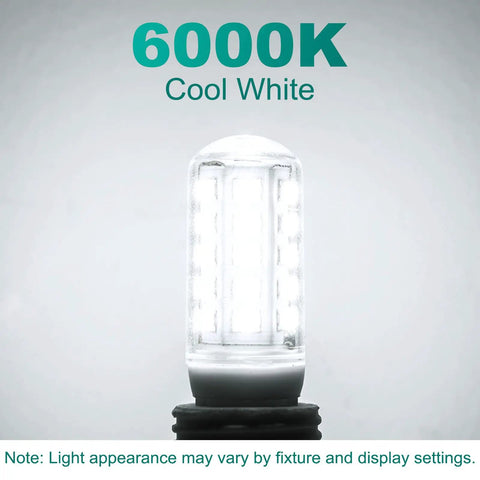 G9 LED Bulb 4W Cool White 6000K, 400 Lumens, vertical shot glowing bulb on base with 6000K text above
