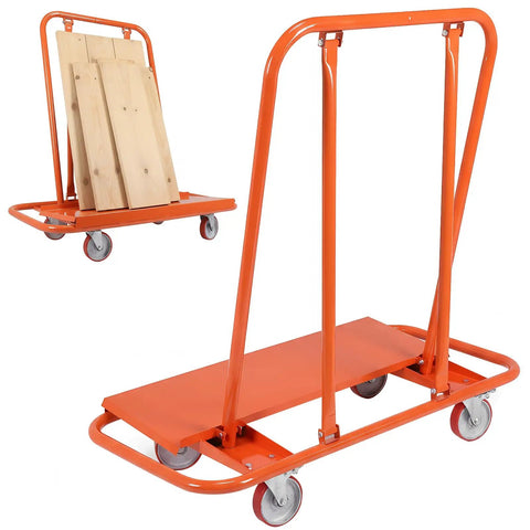 Heavy Duty Wall Panel Trolley With Detachable Steel Frame Impact Proof Drywall Sheet Cart with wood panels loaded.