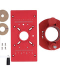 Beefed Up Router Lift System For Woodworking, Easy Lift Base Kit, red ABS build, tenoning slotting chamfering capabilities shown