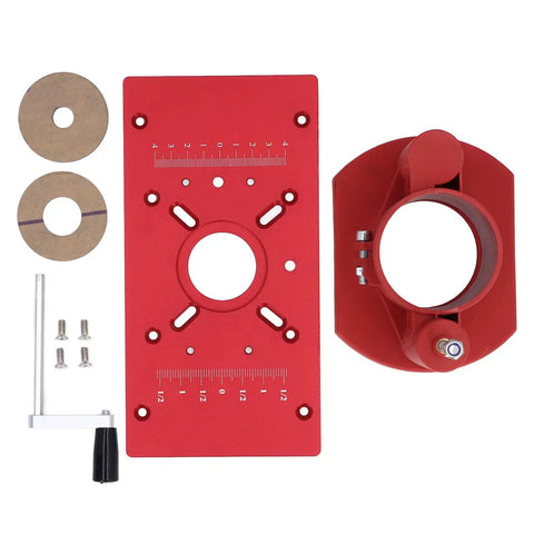 Beefed Up Router Lift System For Woodworking, Easy Lift Base Kit, red ABS build, tenoning slotting chamfering capabilities shown