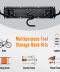 Modular Heavy Duty Steel Garage Tool Storage Rack For Wall Mounting 150 Lb Capacity Weather Resistant Powder Coated Organizer