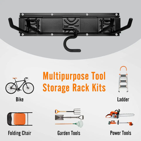 Modular Heavy Duty Steel Garage Tool Storage Rack For Wall Mounting 150 Lb Capacity Weather Resistant Powder Coated Organizer