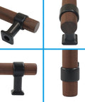 Four views of Two Pack Wooden Drawer Pull Handles Set With 128mm Center Hole Spacing for cabinets, featuring a classic T bar minimalist finish.