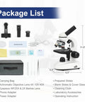 Package contents of Kid-Friendly High Magnification Microscope For Adults And Kids, 100X-2000X Metal Body With Dual LED Illumination