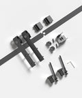 2.5 Ft Sliding Barn Door Hardware Track Kit For Cabinets And More, Easy Install, Smooth Quiet Ball Bearing Rollers, components