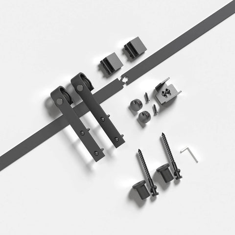 2.5 Ft Sliding Barn Door Hardware Track Kit For Cabinets And More, Easy Install, Smooth Quiet Ball Bearing Rollers, components