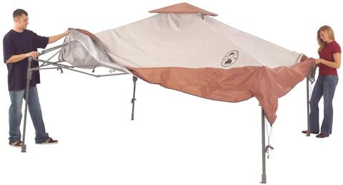 Two people setting up 13x13ft Instant Canopy Sun Shelter With UPF 50 Plus UVGuard, No Fuss Three Minute Setup, Comfort Grip Poles