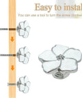 White Flower Petal Cabinet Knob Set Sleek Zinc Alloy Pull Handles With Rhinestone Centers, 4 Pieces, silver finish, installation view