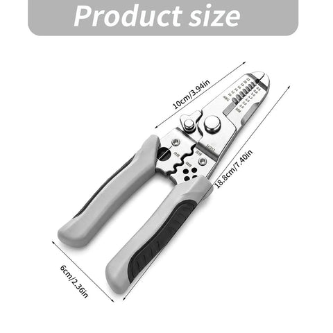 Heavy Duty Electrical Repair Pliers With Integrated Wire Stripper And Cutters, 18.8x6cm steel, designed for cable prep and repairs.