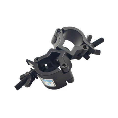 Two Pack 1 To 1.18 Inch Truss Dual Swivel Coupler Clamps For Stage DJ Lighting, Heavy Duty Aluminum 6061, 360 Degree Rotation, Wraparound Design, Fits 25 To 30mm Truss Tubing, Max Load 110lbs, TUV Certified, black