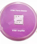 Top Shelf Industrial Flame Detector Sensor C7061A1053 purple device showing C7061 Flame Detector and R7861 Amplifier information.
