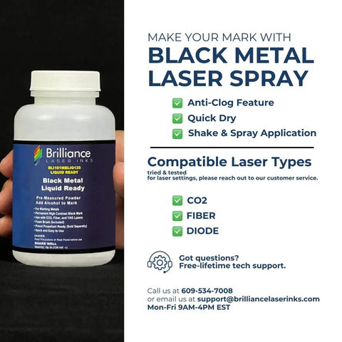 Liquid Ready Laser Marking Powder For Metals Black Ink For CO2, Fiber, And YAG Marking 120 Ml Top Notch, Long Lasting High Contrast Metal Engraving Ink Ideal For Precision, Industrial Grade Laser Work