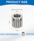 15T Pinion Gear For 10mm Motor Shaft, 304 Stainless Steel, dimensions with screws