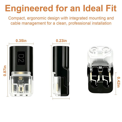Eighty Piece No Strip Solderless Wire Connectors Rapid Push In Terminal Block dual pin connector with dimensions and ergonomic design.