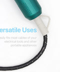 Spiral Cable Wrap Ten Feet One Half Inch Flexible Wire Sleeve organizing electrical tool cable with text.