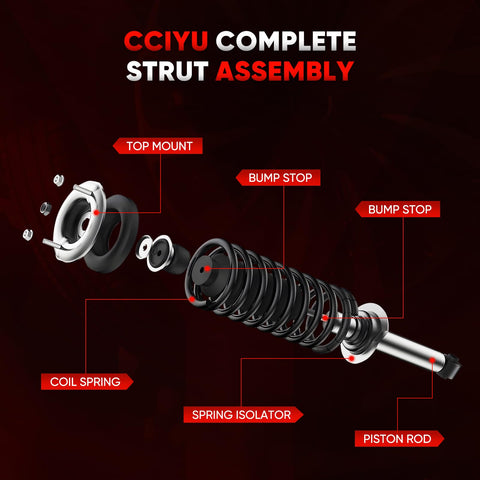 Front Complete Strut Assembly Two Piece Kit For Ford Focus 2013-2018 Quick Struts Replacement With 172907 172908 diagram