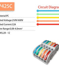 No Tool Wire Connectors For Home And Led Lights Super Easy Push In Block Splicing Solid Stranded 28 To 12 Awg Copper Terminals That Are Flame Retardant And Durable Perfect For Electrical Junction Box Projects. P425C 5-port PC connector
