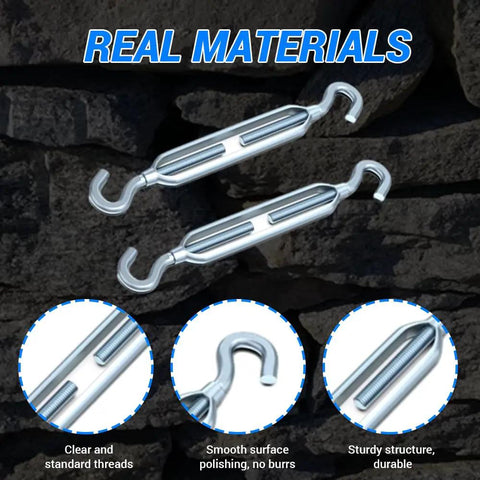 Heavy Duty M12 Galvanized Steel Turnbuckle Hook To Hook Rigging Connector Rust Proof, showcasing smooth threads and sturdy design.