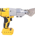 Heavy Duty Cordless Electric Scissor Shear Cutter With Brushless Motor For Sheet Metal, yellow and gray handheld tool.