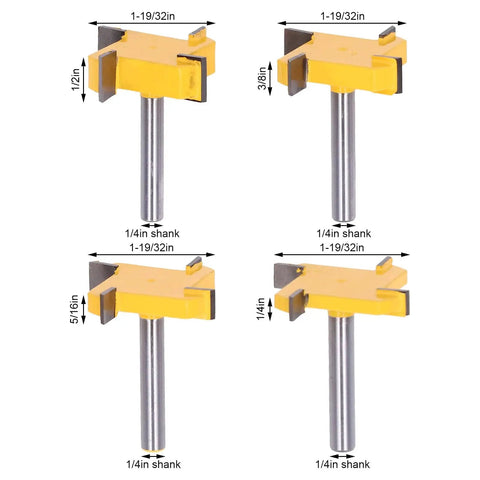 Set Of 4 CNC Spoilboard Surfacing Router Bits For Wood Pros Pro Grade 4 Flute Carbide Slab Flattening Bits One Quarter Inch Shank