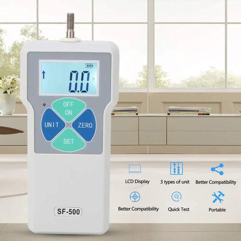 Digital Force Tester Portable Push And Pull Meter For Accurate Load Measurement In Lbs Kilograms And Newtons Units With Long Battery Life And US Plug For Field Or Workshop Use, handheld SF-500