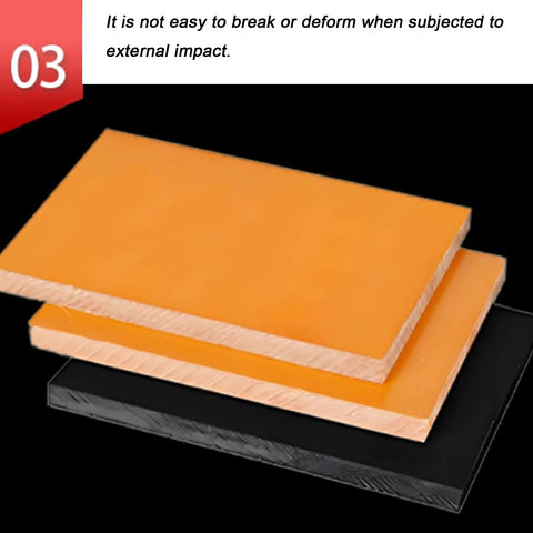 Built Tough Bakelite Panel Sheet From Phenolic Resin, Ultra Durable Electrical Insulation For Electronics And Mechanical Parts, 50x50x40mm Pack Of 2, High Heat, Impact Resistant, Insulation You Can Count On. Orange phenolic resin sheets stacked on black base