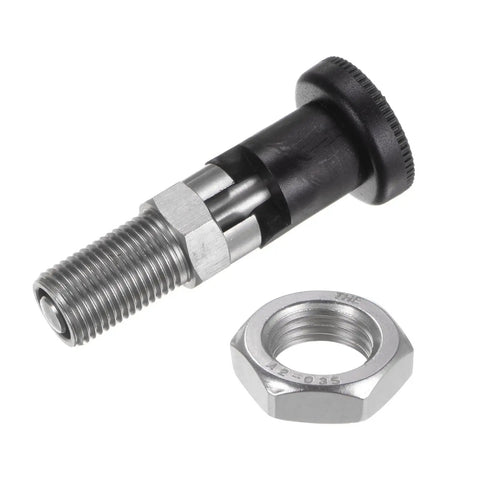 Real Deal Drop Dead Durable Stainless Steel Push Fit Ball Nose Spring Plunger M16 X 1.5 Thread 8 Millimeter Pin with nut