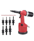 Rivet Nut Gun Kit Set Hydraulic Pneumatic Riveter For M3 To M12 Automatic Rivnut Tool with attachments, red