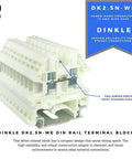 DK2.5N-WE DIN Rail Terminal Block Screw Type White UL 600V 20A, compact size with visible wiring ports and secure connections.