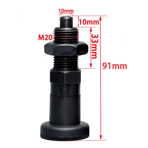 Kick Your Project Upgrade With This Legit Sturdy Carbon Steel Indexing Plunger showcasing M20x1.5 thread and nylon grip in side view.