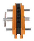 Top view of Self Centering Doweling Jig With Aluminum Alloy Guide Bushings for Precise Woodworking Joints and Furniture Assembly 64mm Width