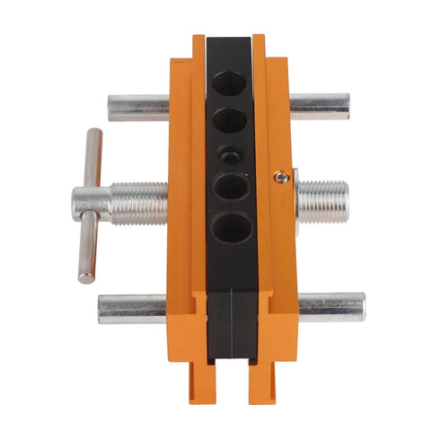 Top view of Self Centering Doweling Jig With Aluminum Alloy Guide Bushings for Precise Woodworking Joints and Furniture Assembly 64mm Width