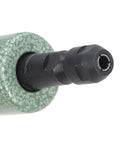 Close-up of Turbocharged 25000RPM Air Die Grinder Pneumatic High-Speed Rotary Tool showing green housing and black attachment.