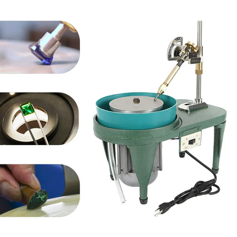 Faceting And Polishing Machine For Jewelry 180W Jade Grinder with angle manipulator and 6 inch disc, green cast iron body