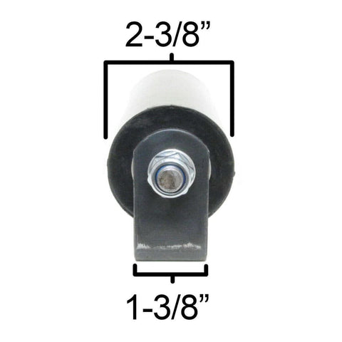 Front view of Six Inch Sliding Gate Guide Roller With Hard Rubber Wheel And Removable Axle Bolts