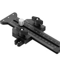 Woodworking Cutting Guide With Bidirectional Scale And Dual Locking Sliders for saws and workbenches, black metal construction