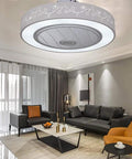Low Profile Dimmable Ceiling Fan With Light Remote Control And Smart App Invisible Blade Design in modern living room