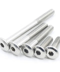 Top Tier 304 Stainless Steel Flat Head Hex Socket Cap Screws M2 M3 M4 M5 35 Mm Allen Bolts arranged in size order.