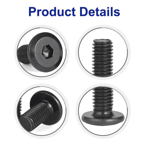 M8 X 40MM 25 Pack Flat Head Hex Socket Cap Screws Built Tough To Resist Wear In 304 Stainless Steel With Black Coating, detailed views.
