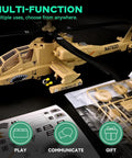 AH 64 Apache Military Helicopter Building Kit With Display Stand 183 Piece Model shown with assembly parts