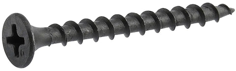 Heavy Duty Coarse Thread Drywall Screws 6 X 1 1 4 Inch Bugle Head Phillips Drive detailed view of a black coated screw.