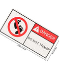 Self Adhesive Warning Sign Stickers PVC Material 2 Pack displaying 'Danger Do Not Tramp' label in red and black text