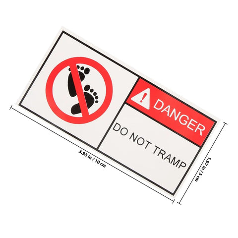 Self Adhesive Warning Sign Stickers PVC Material 2 Pack displaying 'Danger Do Not Tramp' label in red and black text