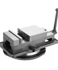 Heavy Duty CNC Bench Vise Bombproof Workholding Fixture For Industrial Machining Shop Precision Ground Steel Tool Holder angle view with quick clamp.