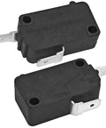 Heavy Duty Normally Closed Micro Switch With Pin Plunger And Quick Snap Actuator Pro Grade Two Pin 10A 20A 250V Component shown from top and side angles.
